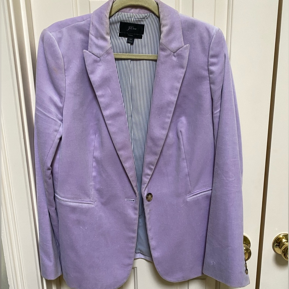 J.Crew lavender velvet blazer size 14